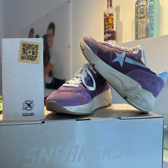 Golden Goose purple Lavender blue leather star “Running Shoe” size 7 - Picture 2 of 6